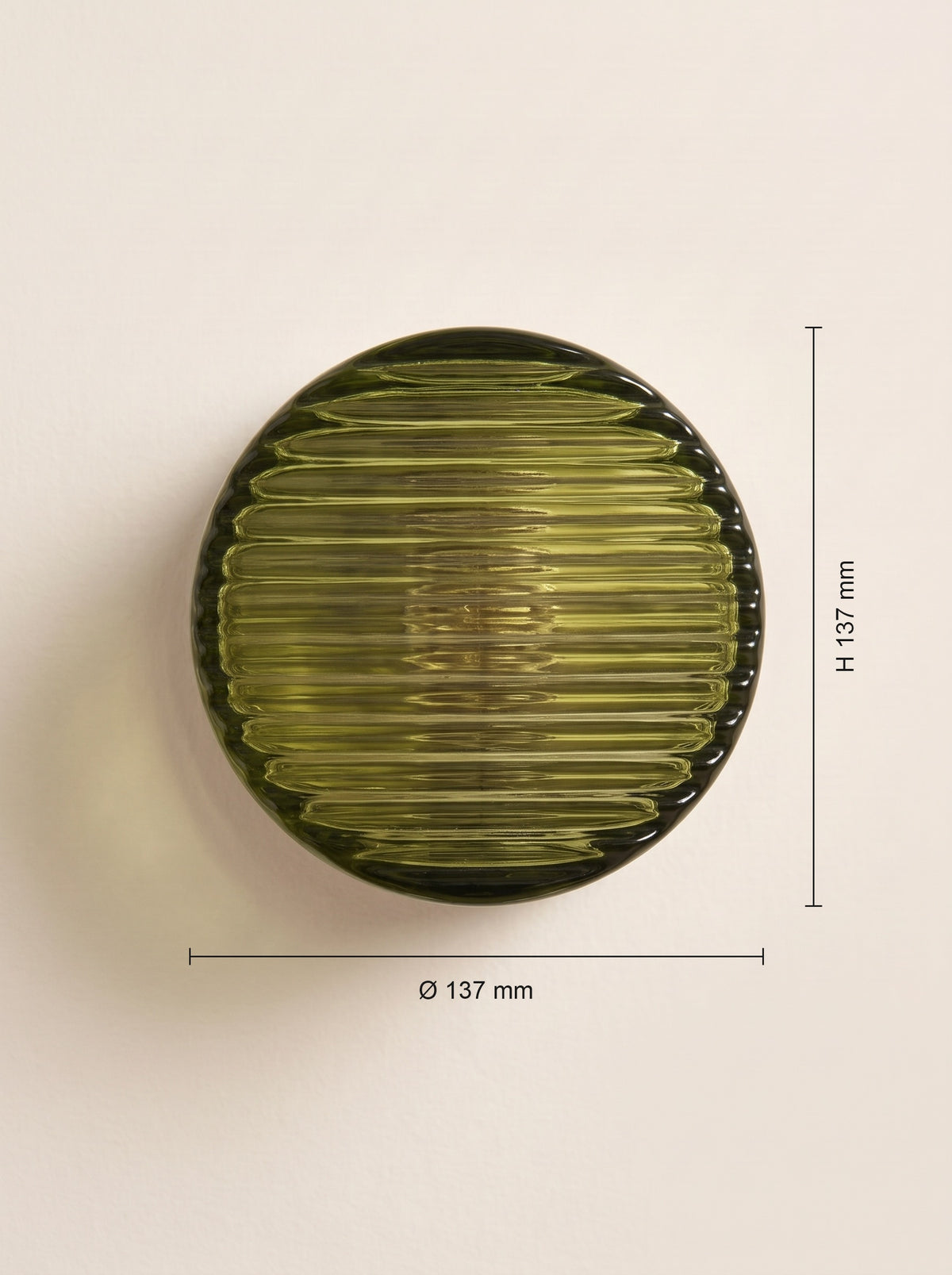 Dimensions : Applique murale ARCA vert olive, verre strié
