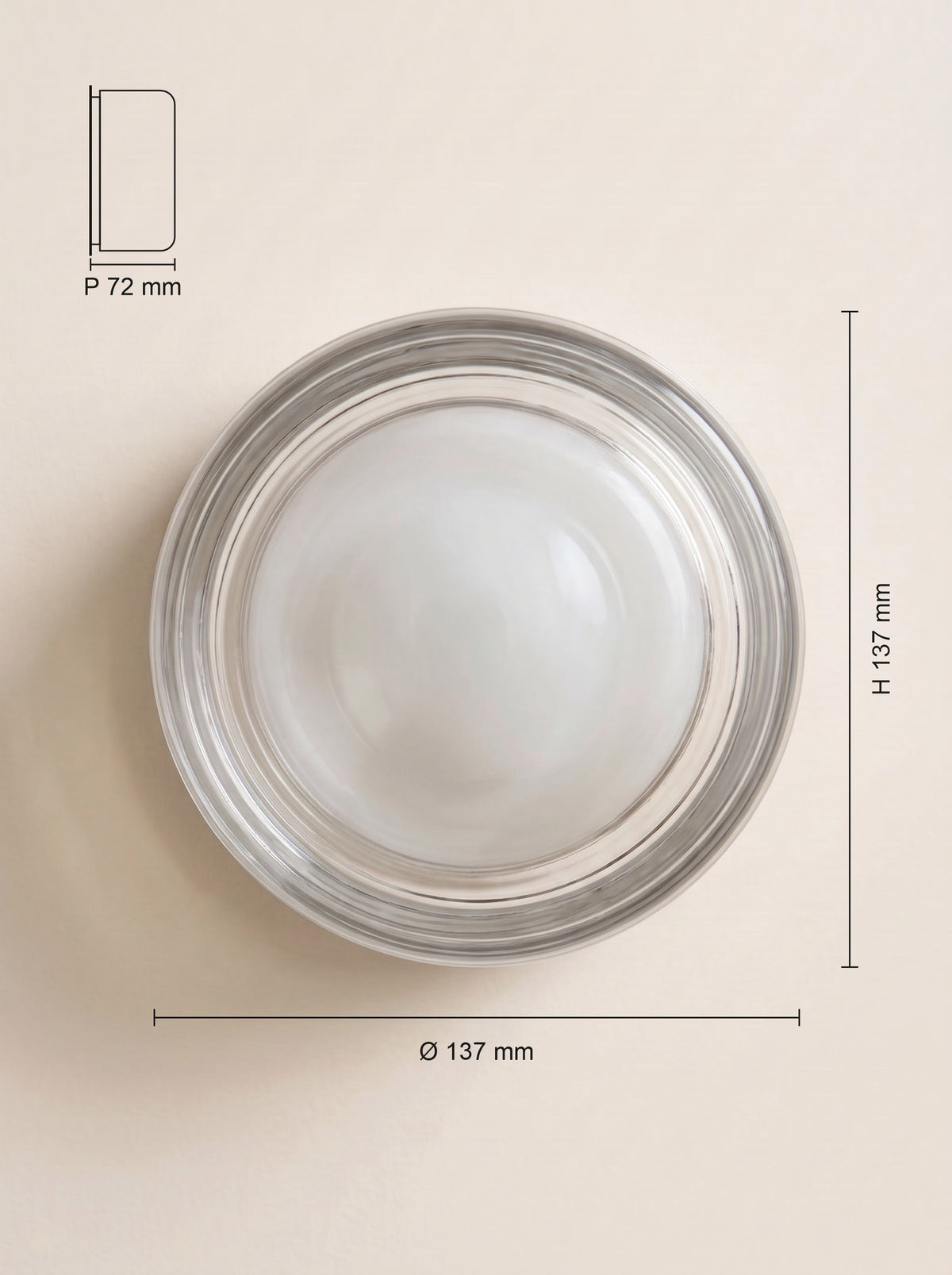 Dimensions : Applique murale ORBE opale, verre lisse
